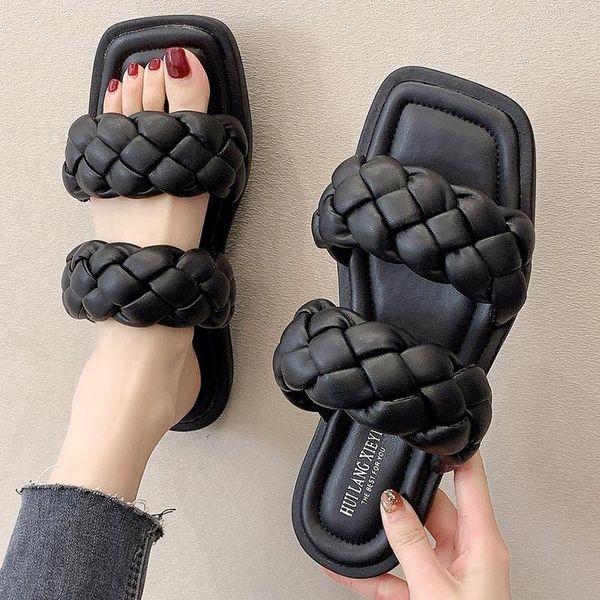 slippers summer woven women 2021 square toe comfortable soft platform sandals woman fashion solid color beach slides shoe, Black
slippers summer woven women 2021 square toe comfortable soft platform sandals woman fashion solid color beach slides shoe, Black