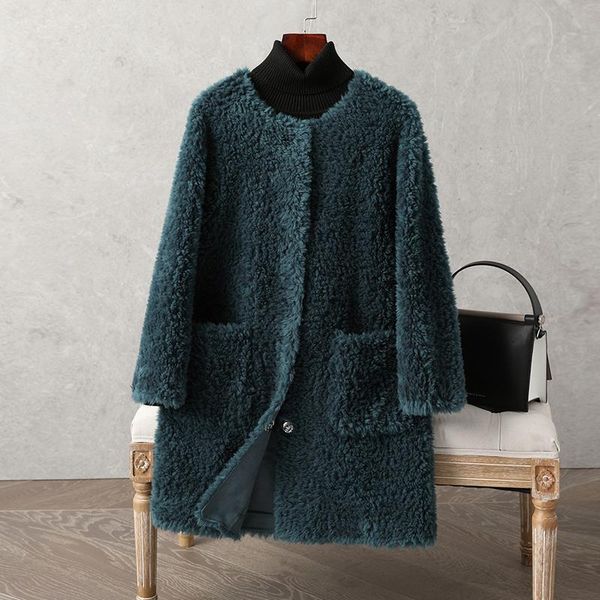 women's fur & faux 2021 granular sheep shearing coat medium and long lamb integrated winter, Black
women's fur & faux 2021 granular sheep shearing coat medium and long lamb integrated winter, Black