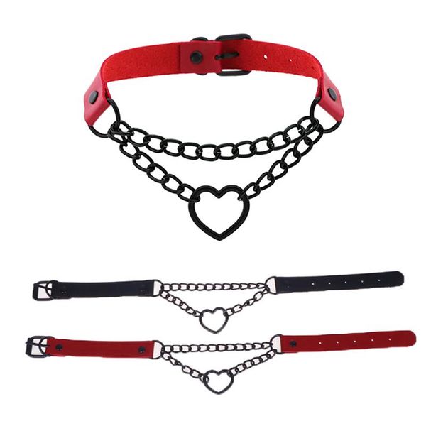 women gothic choker black red necklace pu collar chains maid punk access chokers, Golden;silver
women gothic choker black red necklace pu collar chains maid punk access chokers, Golden;silver