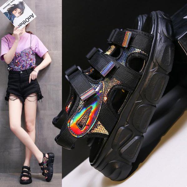 sports sandals female ins tide 2021 summer net red korean version of the student flat women's shoes, Black
sports sandals female ins tide 2021 summer net red korean version of the student flat women's shoes, Black