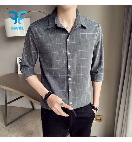 men's casual shirts favre men dress shirt lattice fashion office social business collared half sleeve work clothes, White;black
men's casual shirts favre men dress shirt lattice fashion office social business collared half sleeve work clothes, White;black