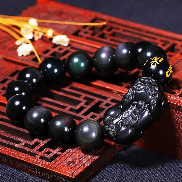 fashion design bracelet natural rainbow eye obsidian with six words truth men's and women's picchu hand string donghai crystal, Golden;silver
fashion design bracelet natural rainbow eye obsidian with six words truth men's and women's picchu hand string donghai crystal, Golden;silver