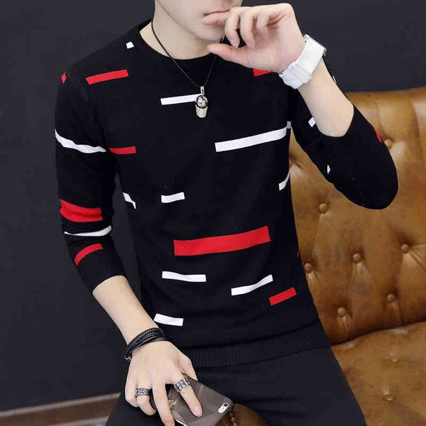 tee 2021 new autumn and winter youzhao men's sweater trend round neck long sleeve knitted slim pullover, White;black
tee 2021 new autumn and winter youzhao men's sweater trend round neck long sleeve knitted slim pullover, White;black