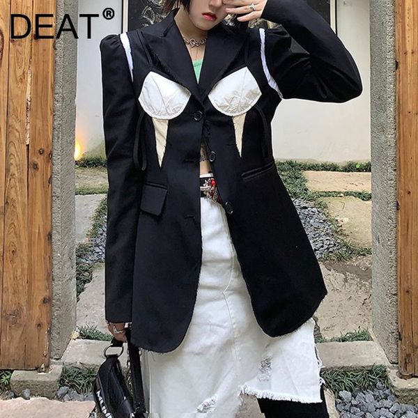 women's suits & blazers deat 2021 fashion notched long sleeve patchwork patch designs pockets loose suit jacket summer and autumn 7e117, White;black
women's suits & blazers deat 2021 fashion notched long sleeve patchwork patch designs pockets loose suit jacket summer and autumn 7e117, White;black