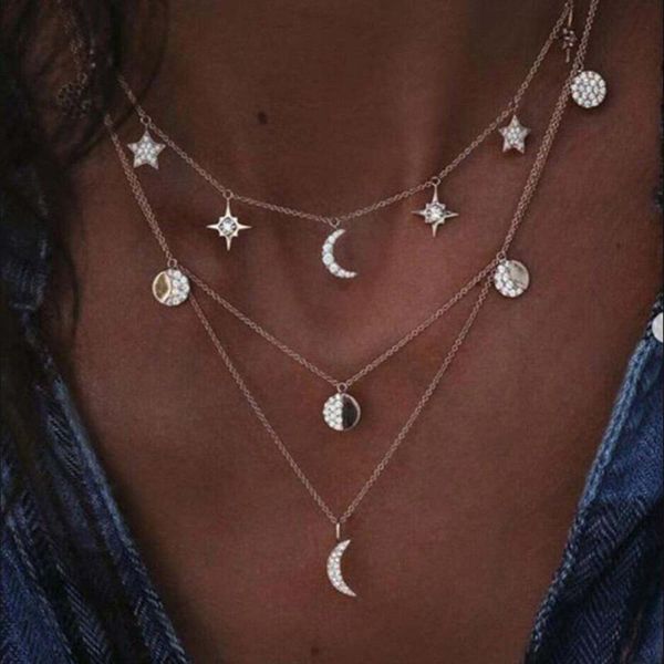chokers star moon disc three layer necklace clavicle chain charm choker necklaces for women jewelry drop, Golden;silver
chokers star moon disc three layer necklace clavicle chain charm choker necklaces for women jewelry drop, Golden;silver