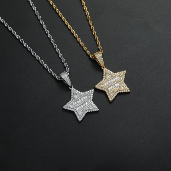 brass pendant five stars crystal micro pave with cz bling mens necklace rock hip hop jewelry cn357 chains, Silver
brass pendant five stars crystal micro pave with cz bling mens necklace rock hip hop jewelry cn357 chains, Silver