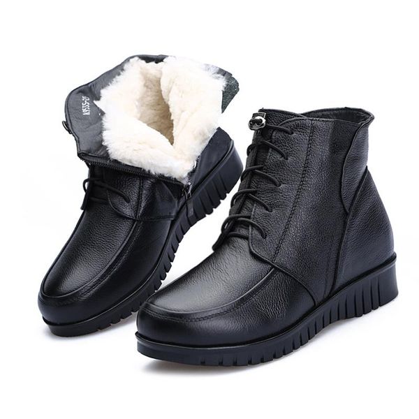 boots 2021 winter wool fur lined warm cow leather ankle women genuine flat platform botas fashion snow booties shoes, Black
boots 2021 winter wool fur lined warm cow leather ankle women genuine flat platform botas fashion snow booties shoes, Black