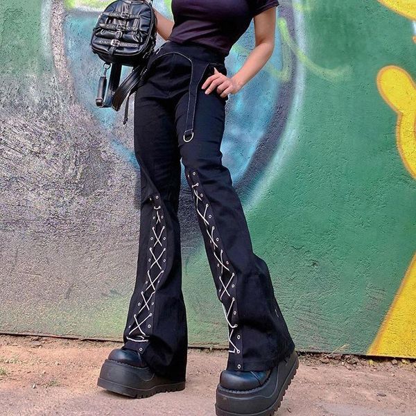 women's pants & capris punk style streetwear y2k eyelet women vintage harajuku patchwork high waist flare mall gothic emo alt trousers, Black;white
women's pants & capris punk style streetwear y2k eyelet women vintage harajuku patchwork high waist flare mall gothic emo alt trousers, Black;white