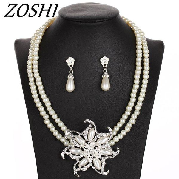 earrings & necklace chocker simulated pearl flower jewelry set for women wedding bridal party accessories imitated crystal pendant, Silver
earrings & necklace chocker simulated pearl flower jewelry set for women wedding bridal party accessories imitated crystal pendant, Silver