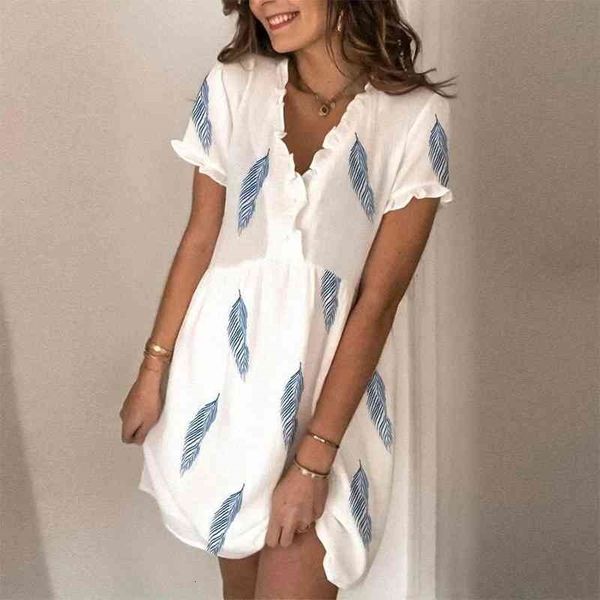 casual dresses women spring v neck feather print ruffle patchwork short sleeve loose dress summer female chic boho beach midi vest, Black;gray
casual dresses women spring v neck feather print ruffle patchwork short sleeve loose dress summer female chic boho beach midi vest, Black;gray