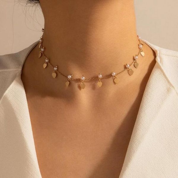 huatang elegant love heart pearl pendant necklace for women gold sequin clavicle chain female party jewelry collares on the neck necklaces, Silver
huatang elegant love heart pearl pendant necklace for women gold sequin clavicle chain female party jewelry collares on the neck necklaces, Silver