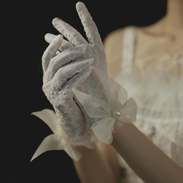 five fingers gloves stretchy sunscreen women girls pearls flexible accessories ruffle lace bow white bridal mittens, Blue;gray
five fingers gloves stretchy sunscreen women girls pearls flexible accessories ruffle lace bow white bridal mittens, Blue;gray