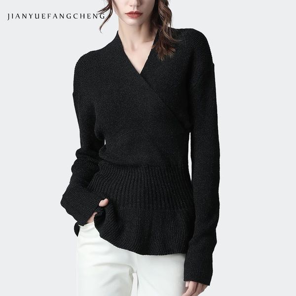 women's sweaters fashion crossed v-neck black sweater for women elegant slim knitted pullovers 2021 autumn winter female bottoming, White;black
women's sweaters fashion crossed v-neck black sweater for women elegant slim knitted pullovers 2021 autumn winter female bottoming, White;black
