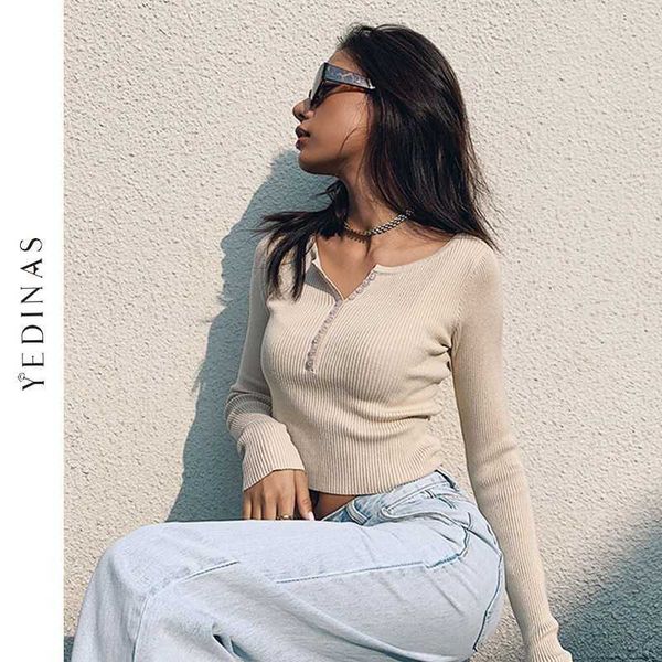 yedinas spring button v neck sweater women basic slim pullover knit jumper ladies elegant female vintage sweaters 210527, White;black
yedinas spring button v neck sweater women basic slim pullover knit jumper ladies elegant female vintage sweaters 210527, White;black