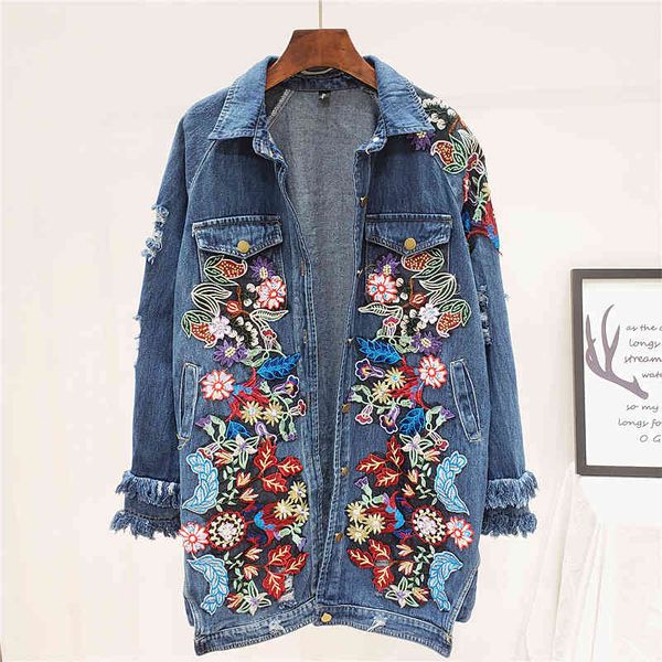 jacket fashion jacket women flower embroidery single buttons long jeans jackets female casual loose denim coat holes windbreaker, Black;brown
jacket fashion jacket women flower embroidery single buttons long jeans jackets female casual loose denim coat holes windbreaker, Black;brown
