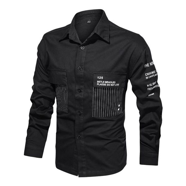 men's casual shirts mens shirt army style slim fit button down military cargo dress with letter print, White;black
men's casual shirts mens shirt army style slim fit button down military cargo dress with letter print, White;black