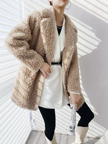women's fur & faux menina bonita 2021 luxury winter jacket women overcoat double-breasted weave real natural wool lapel thick warm stre, Black
women's fur & faux menina bonita 2021 luxury winter jacket women overcoat double-breasted weave real natural wool lapel thick warm stre, Black