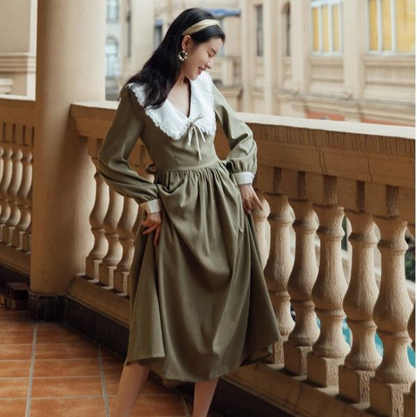 casual dresses 2021 fashion women's clothing full vintage for women, Black;gray 
casual dresses 2021 fashion women's clothing full vintage for women, Black;gray