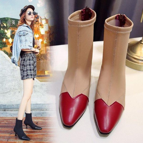 boots leather women shoes retro square zipper color block stretch stocking ankle brand 2021 fashion, Black
boots leather women shoes retro square zipper color block stretch stocking ankle brand 2021 fashion, Black