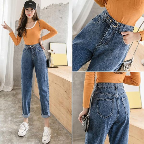 women's jeans harem women 's 2021 autumn korean style flanging high waist loose and slimming straight ankle-length pants, Blue
women's jeans harem women 's 2021 autumn korean style flanging high waist loose and slimming straight ankle-length pants, Blue