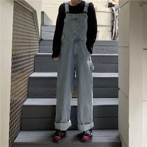 women's jeans korean version of loose straight leg wide-leg pants high waist hanging denim overalls, Blue
women's jeans korean version of loose straight leg wide-leg pants high waist hanging denim overalls, Blue