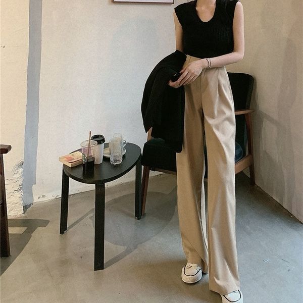 women's pants & capris draping high-waist wide-leg women spring style straight suit casual slim trousers hjkb, Black;white
women's pants & capris draping high-waist wide-leg women spring style straight suit casual slim trousers hjkb, Black;white