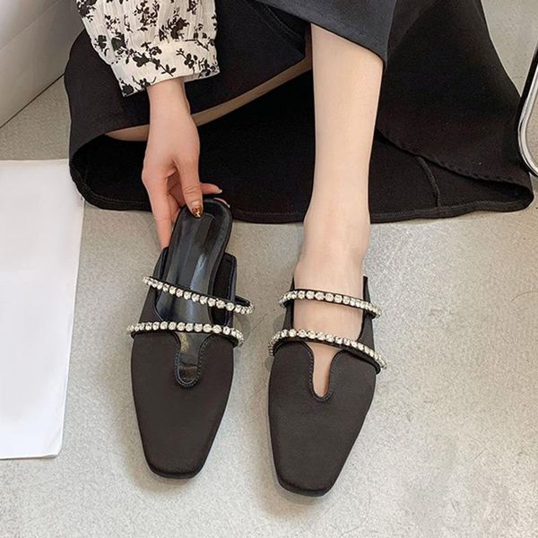 slippers women flat stretch fabric crystal chain lady mules square toe slip on shallow female slides leisure shoes 2021, Black
slippers women flat stretch fabric crystal chain lady mules square toe slip on shallow female slides leisure shoes 2021, Black