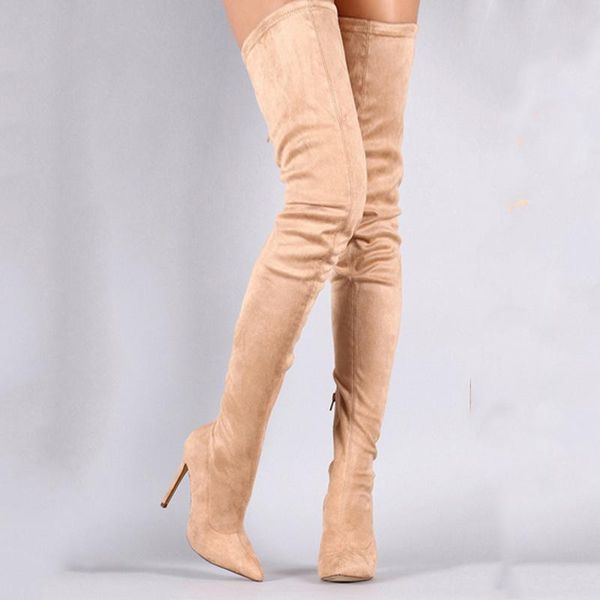 long thigh leg boots elastic suede pointed with thin over the knee 34-44, Black
long thigh leg boots elastic suede pointed with thin over the knee 34-44, Black