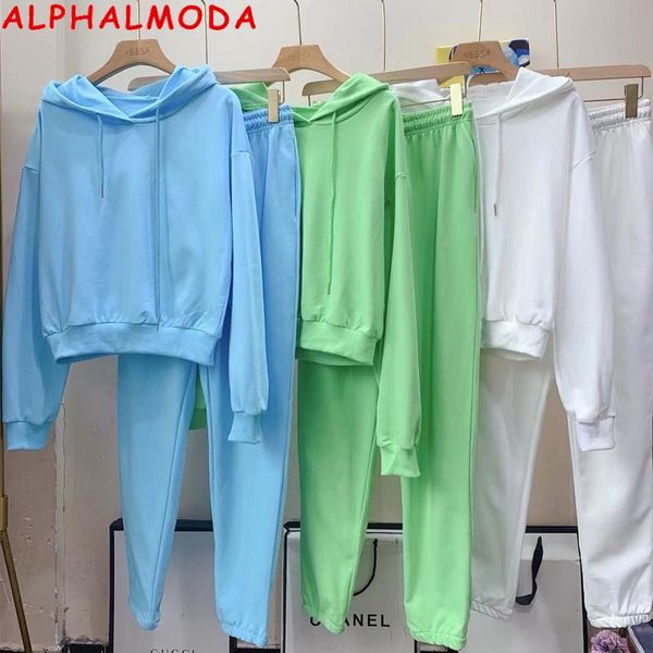 women's tracksuits alphalmoda 2021 spring arrived women solid hooded sweatshirt jogger pants 2pcs suit loose casual set, Gray
women's tracksuits alphalmoda 2021 spring arrived women solid hooded sweatshirt jogger pants 2pcs suit loose casual set, Gray