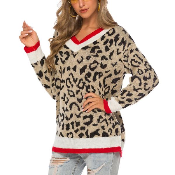 women's sweaters v neck leopard for women autumn 2021 jumpers knitted clothes fashion print khaki red ladies pullover female, White;black
women's sweaters v neck leopard for women autumn 2021 jumpers knitted clothes fashion print khaki red ladies pullover female, White;black