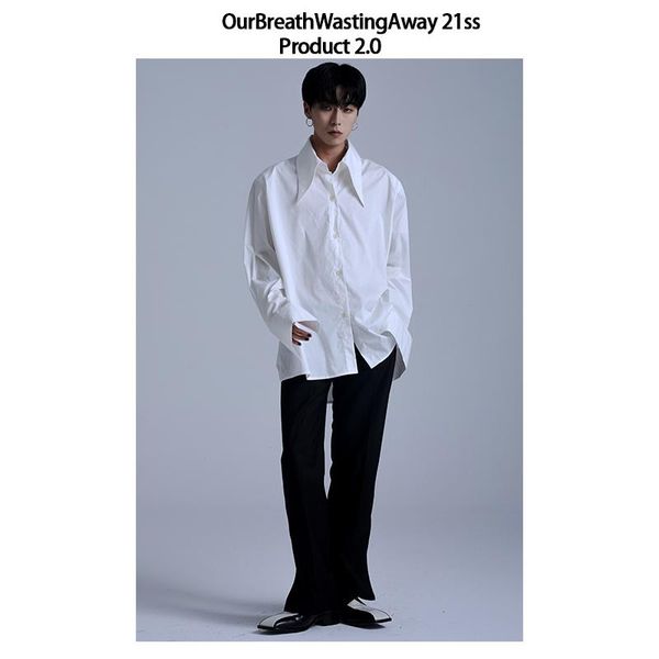 men's casual shirts s-6xl 2021 men womens clothing original designer french pointed collar padded shoulder shirt plus size singer costu, White;black
men's casual shirts s-6xl 2021 men womens clothing original designer french pointed collar padded shoulder shirt plus size singer costu, White;black
