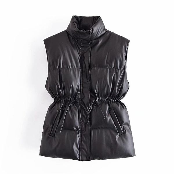 women's vests women 2022 fashion faux leather cotton padded waistcoat vintage sleeveless drawstring female outerwear streetwear, Black;white
women's vests women 2022 fashion faux leather cotton padded waistcoat vintage sleeveless drawstring female outerwear streetwear, Black;white