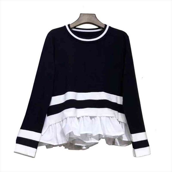 women sweater knitted black white patchwork pullovers long sleeve casual winter ruffle o neck chic m0270, White;black
women sweater knitted black white patchwork pullovers long sleeve casual winter ruffle o neck chic m0270, White;black