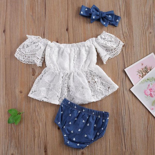clothing sets 3pcs born baby girls princess outfits fashion short sleeve hollow out off-the-shoulder lace +shorts+headband, White
clothing sets 3pcs born baby girls princess outfits fashion short sleeve hollow out off-the-shoulder lace +shorts+headband, White