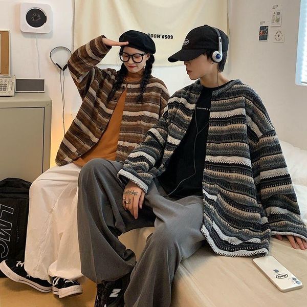 men's jackets 2021 fall listing thin jacket korean loose striped knit cardigan ins japanese couple long sleeve, Black;brown
men's jackets 2021 fall listing thin jacket korean loose striped knit cardigan ins japanese couple long sleeve, Black;brown