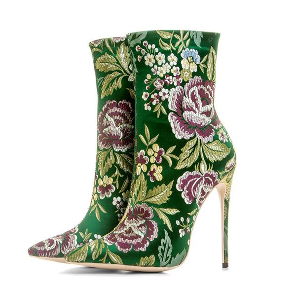 boots women floral printed booties satin ankle pointed toe stiletto heel, Black
boots women floral printed booties satin ankle pointed toe stiletto heel, Black