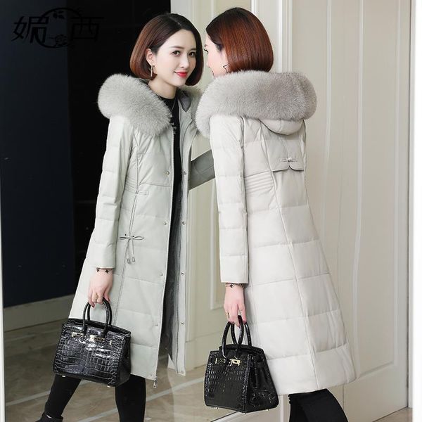 women's fur & faux 2021 pu skin down cotton jacket middle long imitation hair collar slim haining sheepskin coat, Black
women's fur & faux 2021 pu skin down cotton jacket middle long imitation hair collar slim haining sheepskin coat, Black