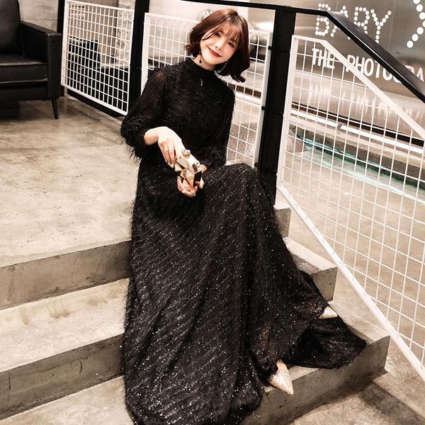 party dresses 2021 black long sleeves a-line evening muslim fashion elegant women dress formal lf170, White;black
party dresses 2021 black long sleeves a-line evening muslim fashion elegant women dress formal lf170, White;black