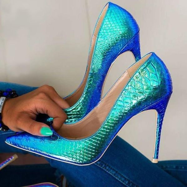 dress shoes elegant snakeskin leather high heel blue hologram iridescent shallow pumps colorized patchwork pointed toe, Black
dress shoes elegant snakeskin leather high heel blue hologram iridescent shallow pumps colorized patchwork pointed toe, Black