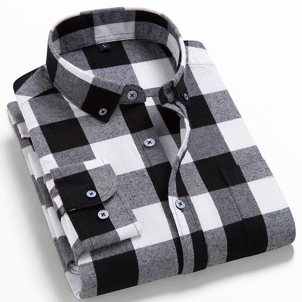 men's casual shirts fashion long sleeve brushed flannel shirt single pocket comfortable 100% cotton slim fit button-down plaid, White;black
men's casual shirts fashion long sleeve brushed flannel shirt single pocket comfortable 100% cotton slim fit button-down plaid, White;black