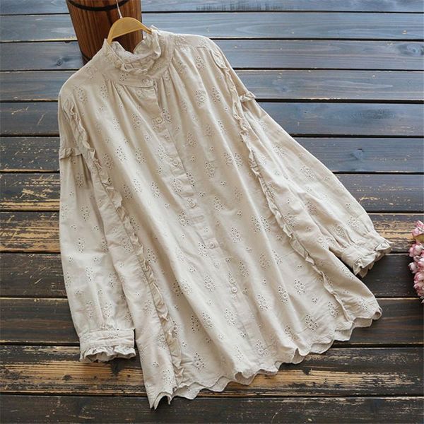 sring women's shirts mori girl embroidered ruffle mock neck long shirt cotton girls loose blouse blouses &, White
sring women's shirts mori girl embroidered ruffle mock neck long shirt cotton girls loose blouse blouses &, White