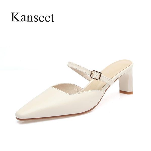 slippers kanseet 2021 arrival woman's summer genuine leather fashion mules elegant handmade square toe 6cm high heels shoes, Black 
slippers kanseet 2021 arrival woman's summer genuine leather fashion mules elegant handmade square toe 6cm high heels shoes, Black