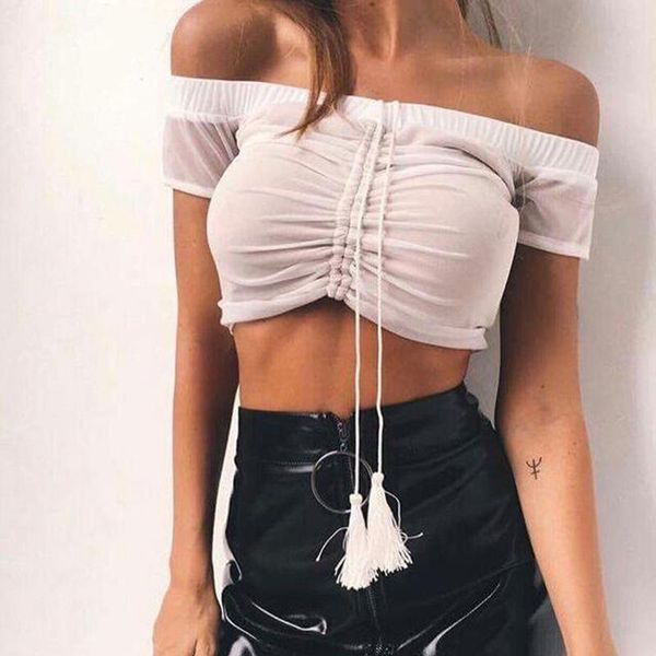 women's t-shirt europe and the united states 2021 summer clothing -selling mesh yarn draw rope short-sleeved vest ins, White
women's t-shirt europe and the united states 2021 summer clothing -selling mesh yarn draw rope short-sleeved vest ins, White