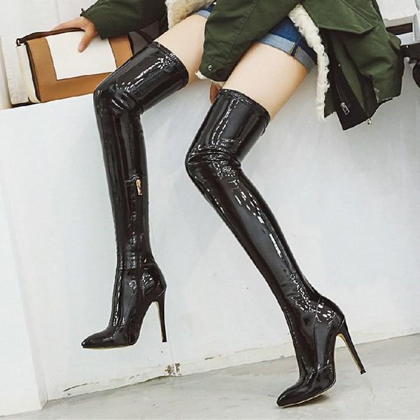 boots mirror leather thigh high women heels over the knee for point toe black fetish party long shoes
boots mirror leather thigh high women heels over the knee for point toe black fetish party long shoes