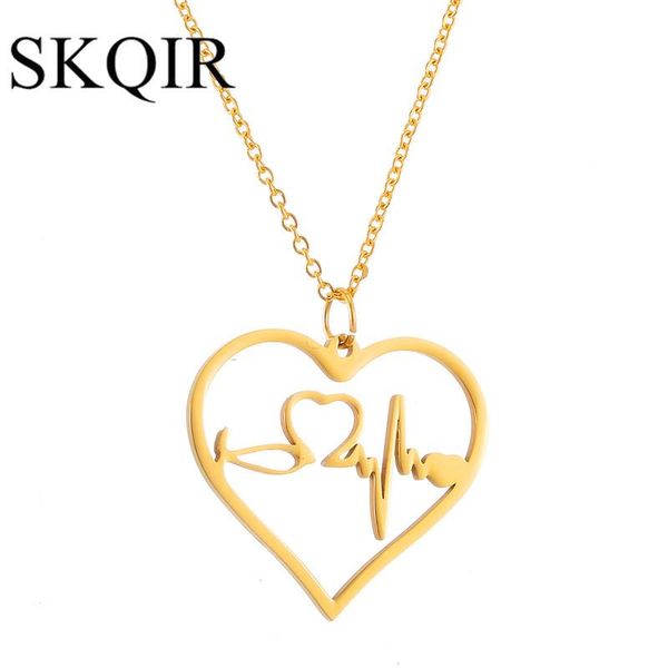 heart pendant necklaces gold color rose heartbeat stainless steel chain jewelry women jewellery accessories, Silver
heart pendant necklaces gold color rose heartbeat stainless steel chain jewelry women jewellery accessories, Silver