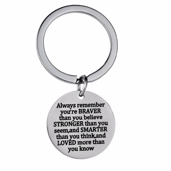 keychains 12pc/lot inspirational gifts always remember you are braver than believe stronger key ring stainless steel keychain jewelry, Silver
keychains 12pc/lot inspirational gifts always remember you are braver than believe stronger key ring stainless steel keychain jewelry, Silver