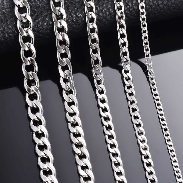 1 piece width 3mm/4.5mm/5mm/6mm/7mm/7.5mm curb cuban link chain necklace for men women basic punk stainless steel chain chokers q0605, Silver
1 piece width 3mm/4.5mm/5mm/6mm/7mm/7.5mm curb cuban link chain necklace for men women basic punk stainless steel chain chokers q0605, Silver