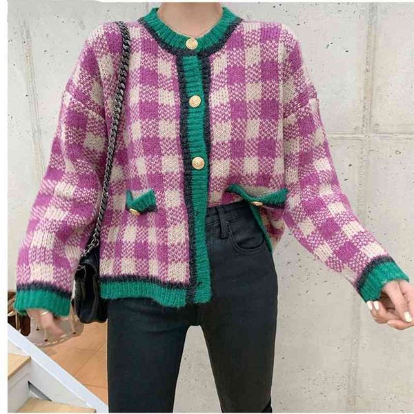 korean plaid knitted cardigans sweaters women autumn single-breasted color-blocked coats vintage elegant ladies cardigans 210515, White
korean plaid knitted cardigans sweaters women autumn single-breasted color-blocked coats vintage elegant ladies cardigans 210515, White