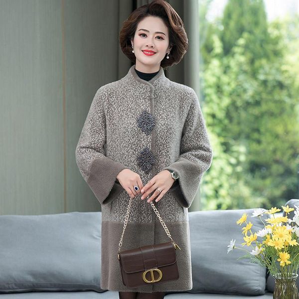 women's wool & blends quality mink fleece jacket autumn winter cashmere woolen coat plus size 4xl thick mother elegant, Black
women's wool & blends quality mink fleece jacket autumn winter cashmere woolen coat plus size 4xl thick mother elegant, Black