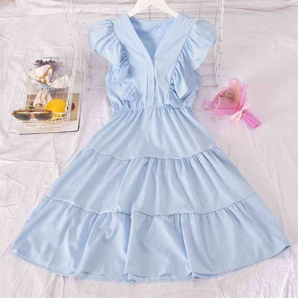 summer women's dress slim solid color ruffled sweet v-neck chiffon women preppy sttle gd266 210506, Black;gray
summer women's dress slim solid color ruffled sweet v-neck chiffon women preppy sttle gd266 210506, Black;gray